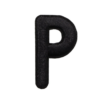 Letter P 'Black' Embroidered Patch