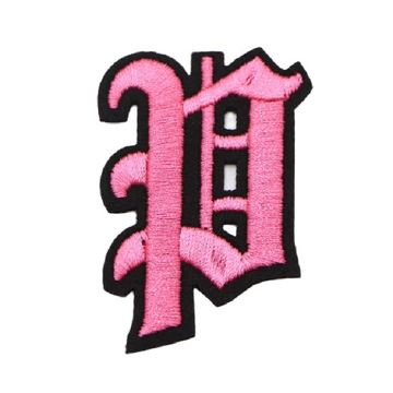 Gothic Font 'Letter P | Pink' Embroidered Patch