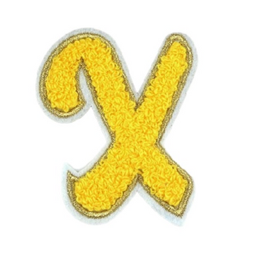Cute Yellow Chenille 'Letter X' Embroidered Patch