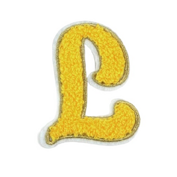 Cute Yellow Chenille 'Letter L' Embroidered Patch