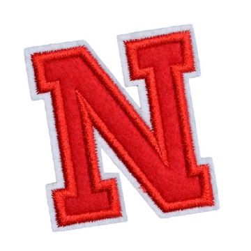 Letter N 'Red' Embroidered Patch