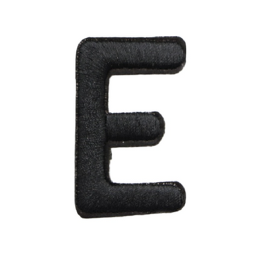 Letter E 'Black' Embroidered Patch