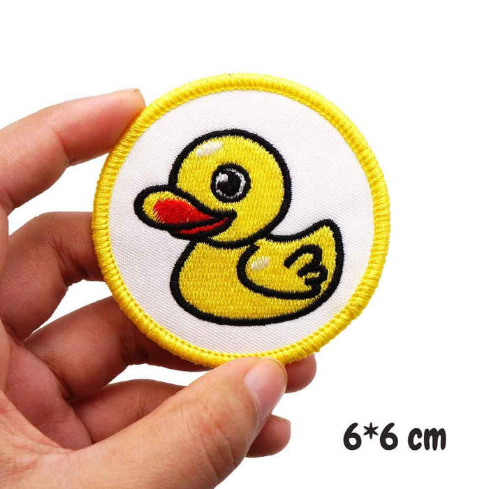Cute 'Yellow Duck | Round' Embroidered Patch