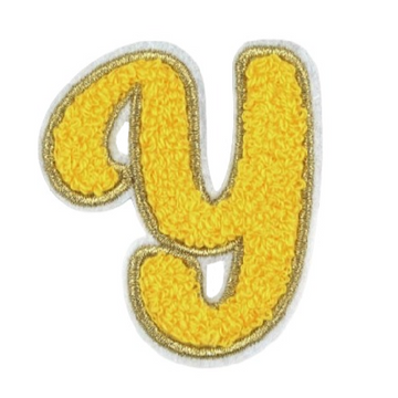 Cute Yellow Chenille 'Letter Y' Embroidered Patch