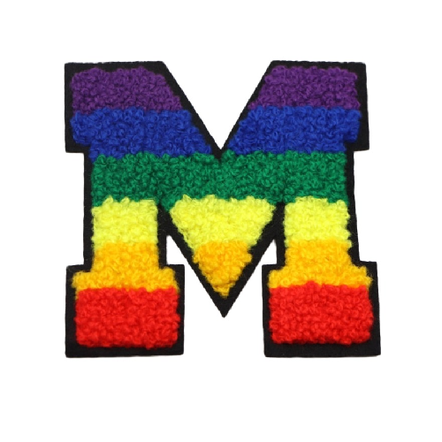 Rainbow Chenille 'Letter M' Embroidered Patch