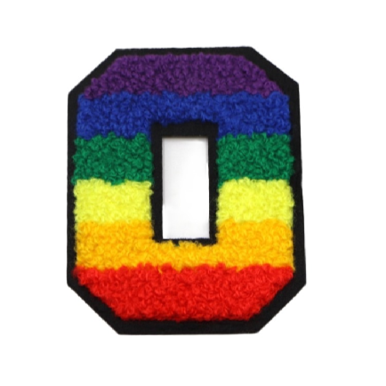Rainbow Chenille 'Letter O' Embroidered Patch