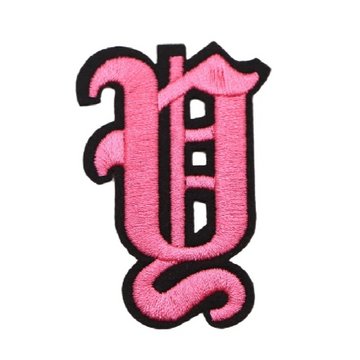 Gothic Font 'Letter Y | Pink' Embroidered Patch