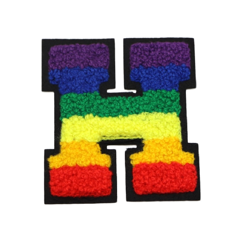 Rainbow Chenille 'Letter H' Embroidered Patch