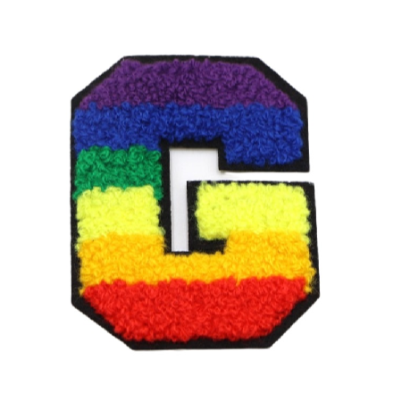 Rainbow Chenille 'Letter G' Embroidered Patch