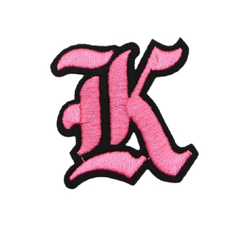 Gothic Font 'Letter K | Pink' Embroidered Patch