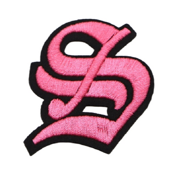 Gothic Font 'Letter S | Pink' Embroidered Patch