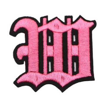 Gothic Font 'Letter W | Pink' Embroidered Patch