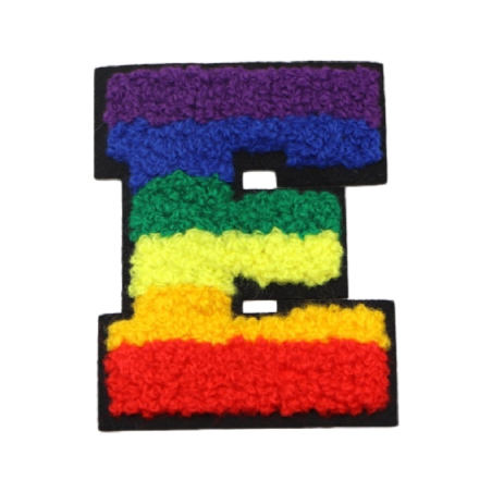 Rainbow Chenille 'Letter E' Embroidered Patch