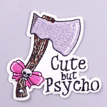 Cute But Psycho 'Axe With Skull Ribbon' Embroidered Patch