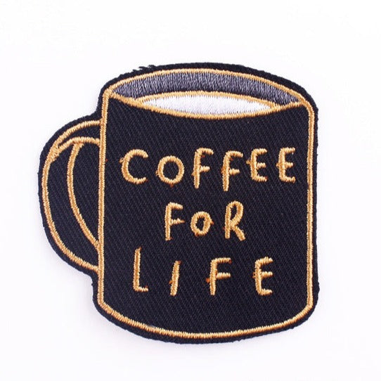 Coffee Cup 'Coffee For Life' Embroidered Patch