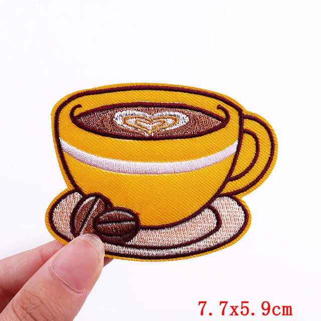 Coffee Cup 'Latte Heart Art' Embroidered Patch