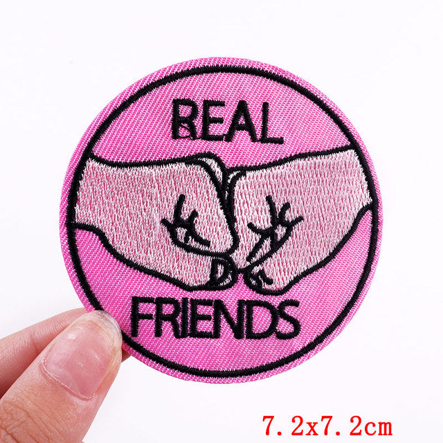 Fist Bump 'Real Friends' Embroidered Patch