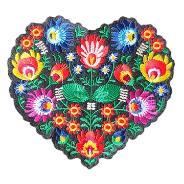 Heart Shaped 'Floral' Embroidered Patch