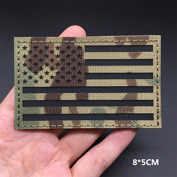Military Tactical 'American Flag | Reflective' Embroidered Velcro Patch