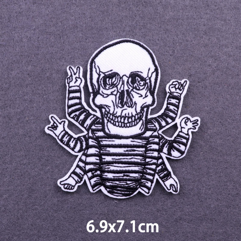 Skull 'Six Hand Gestures' Embroidered Patch