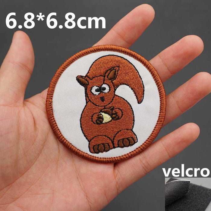 Scared Squirrel 'Holding Acorn' Embroidered Velcro Patch