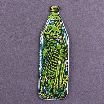 Skull 'Skeleton In A Bottle' Embroidered Patch