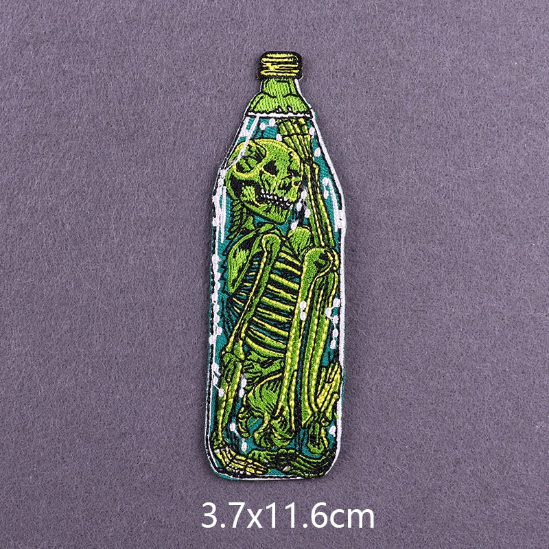 Skull 'Skeleton In A Bottle' Embroidered Patch