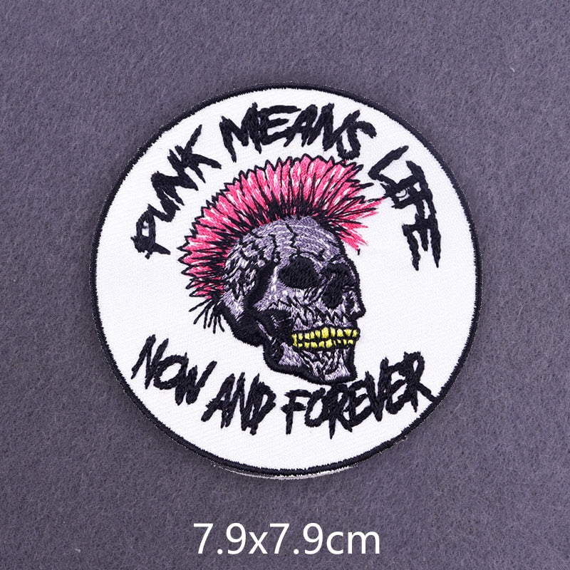 Skull 'Punk Means Life | Now And Forever' Embroidered Patch