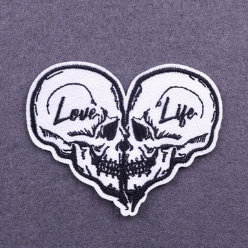 Heart Skull 'Love Life' Embroidered Patch