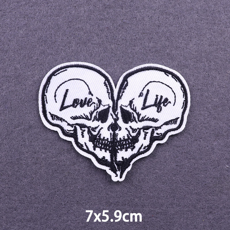 Heart Skull 'Love Life' Embroidered Patch