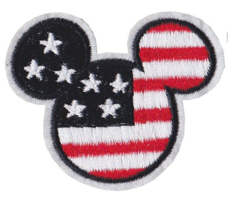 Mickey Mouse Head 'American Flag' Embroidered Patch