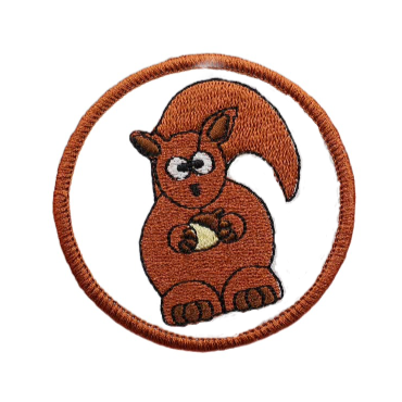 Scared Squirrel 'Holding Acorn' Embroidered Patch