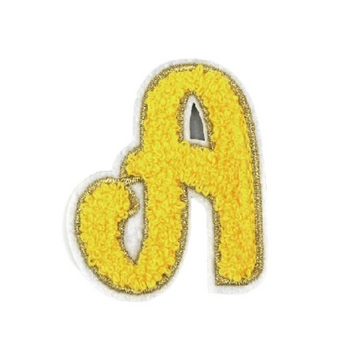 Cute Yellow Chenille 'Letter A' Embroidered Patch