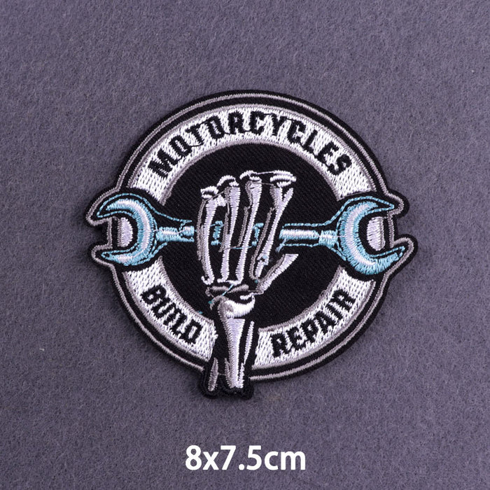 Motorcycles 'Build Repair | Holding Wrench' Embroidered Patch