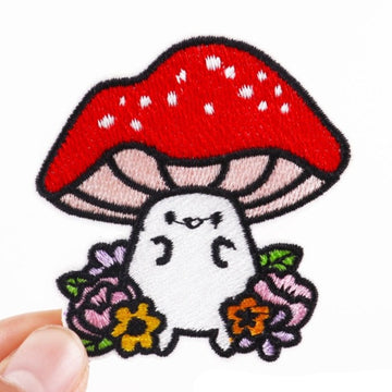Cute 'Mushroom And Flowers' Embroidered Patch