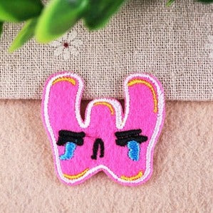 Cute Letter W 'Waterproof Eyelashes' Embroidered Patch
