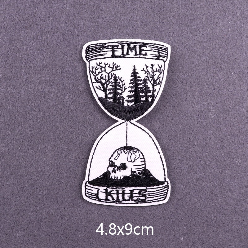 Skull 'Time Kills | Hourglass' Embroidered Patch