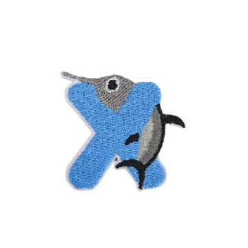 Cute Animal 'Letter X | Xiphias' Embroidered Patch