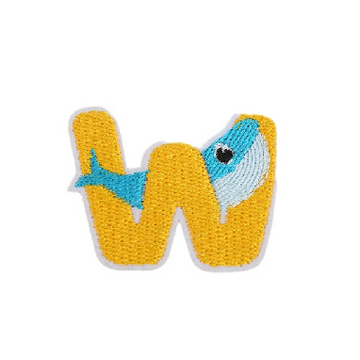 Cute Animal 'Letter W | Whale' Embroidered Patch