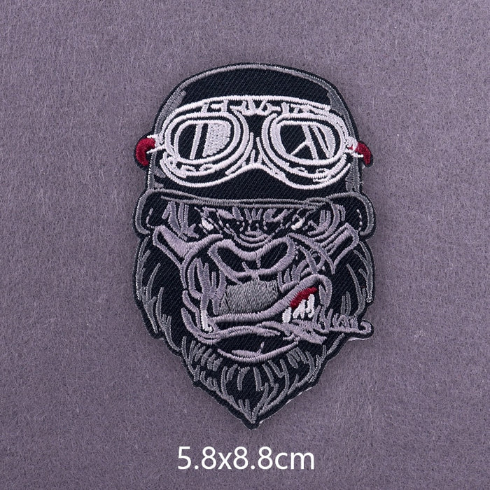Cool 'Gorilla | Wearing Biker Helmet' Embroidered Patch