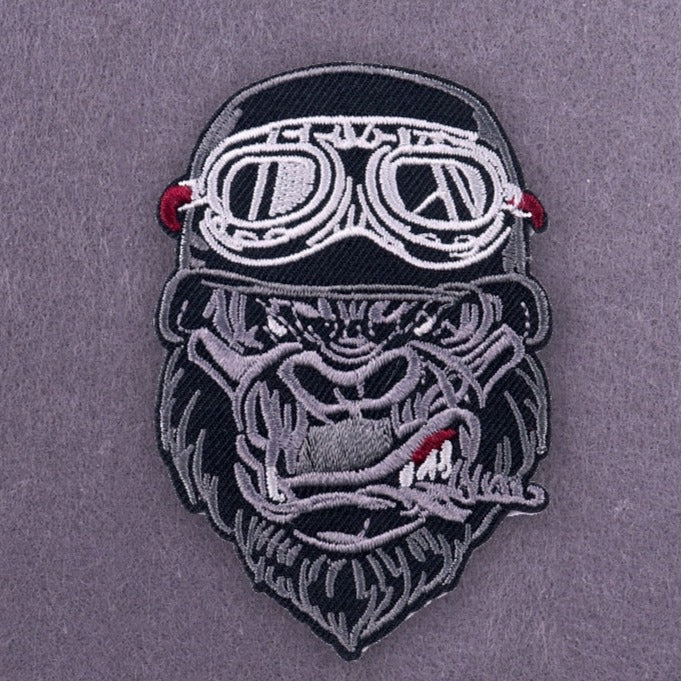 Cool 'Gorilla | Wearing Biker Helmet' Embroidered Patch