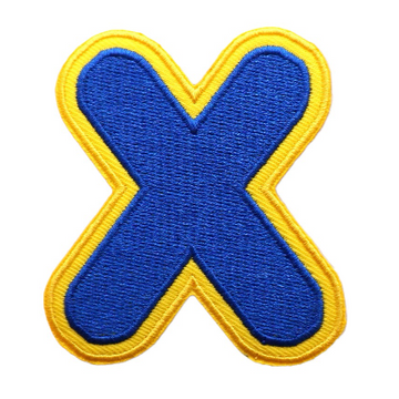 Big Letter X 'Yellow and Blue' Embroidered Velcro Patch