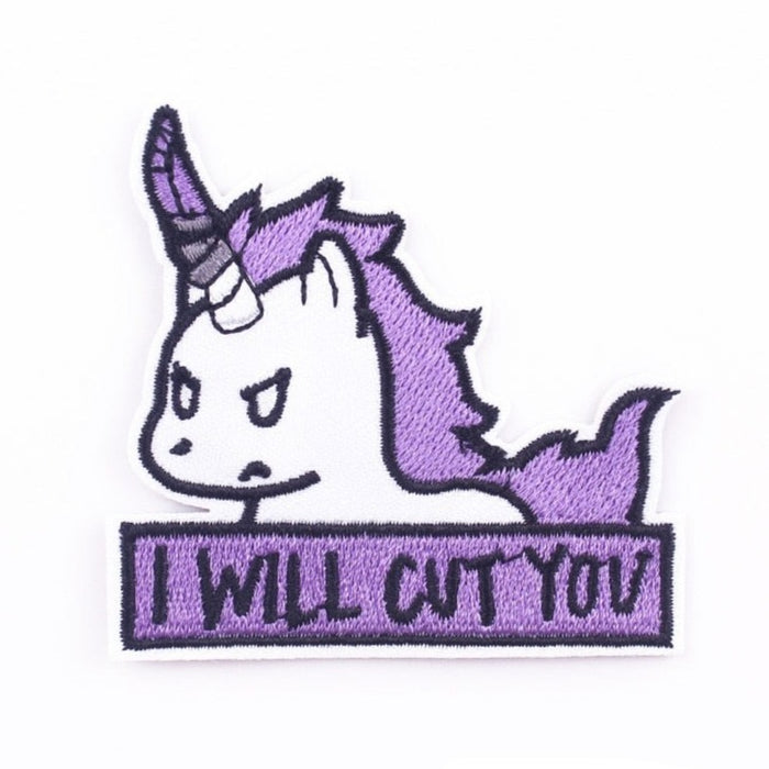 Unicorn 'I Will Cut You | Angry' Embroidered Patch