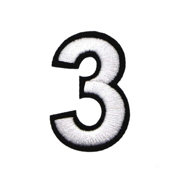 Black and White Number 'Three' Embroidered Patch
