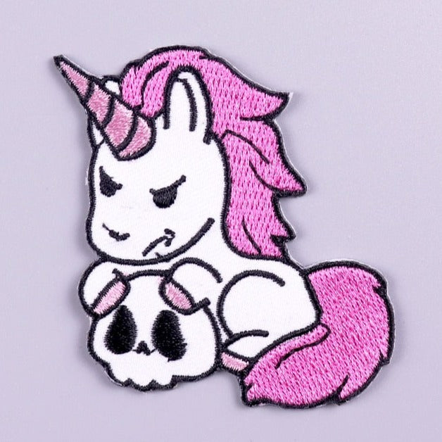 Cute 'Unicorn | Skull' Embroidered Velcro Patch