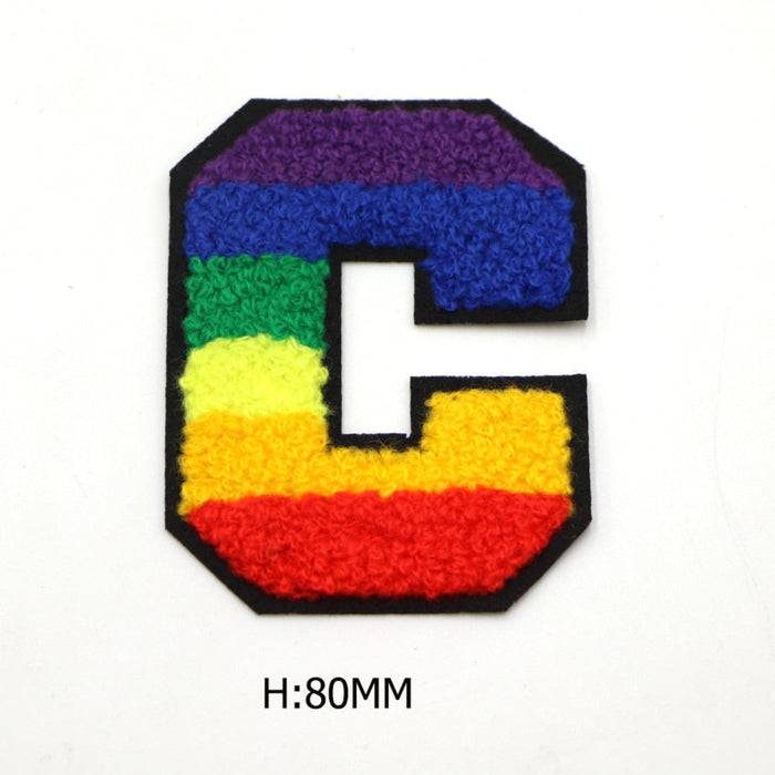 Rainbow Chenille 'Letter C' Embroidered Patch