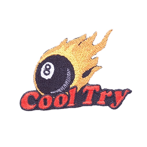 Cool Try 'Billiard Eight Fire Ball' Embroidered Patch