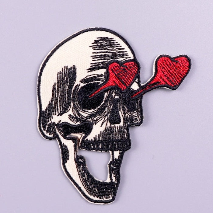 Skull 'Heart Eyes | Falling In Love' Embroidered Velcro Patch