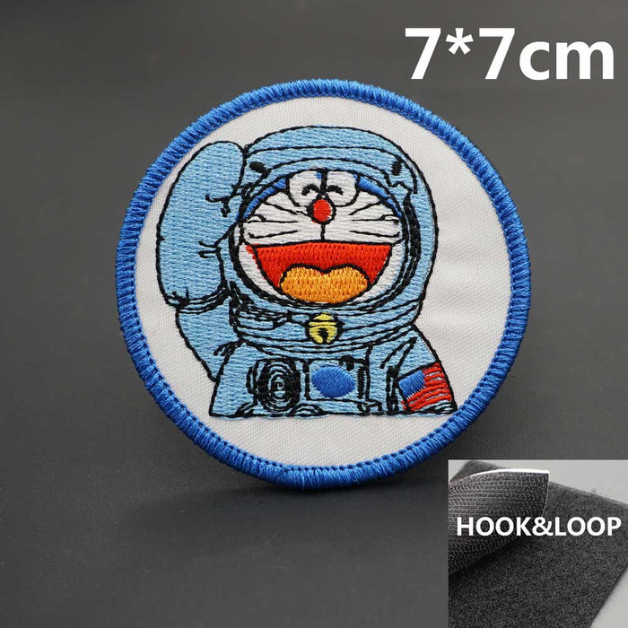 Doraemon 'Space Suit | Salute | Round' Embroidered Velcro Patch