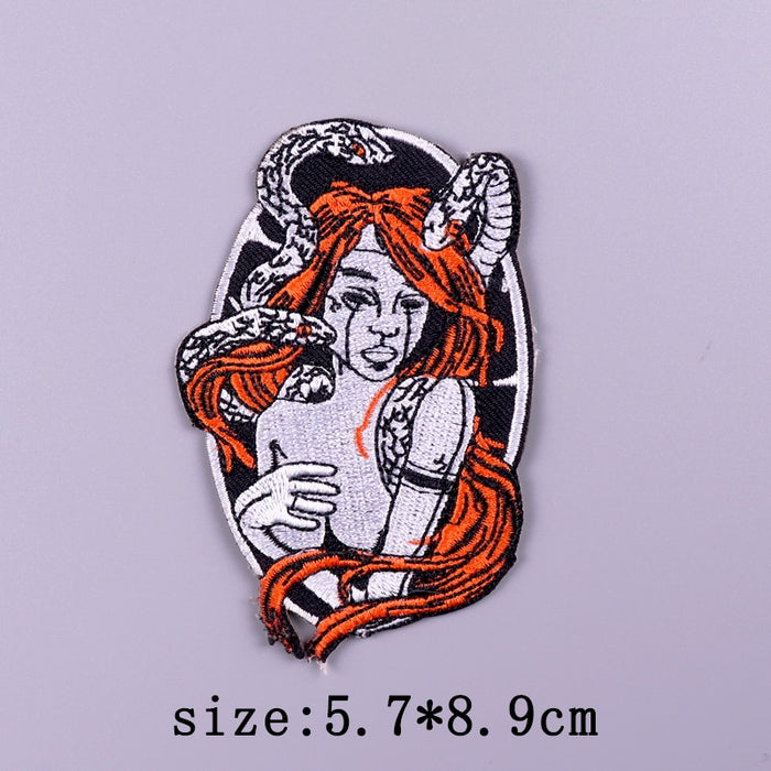 Cool 'Woman with Snakes | Portrait' Embroidered Patch